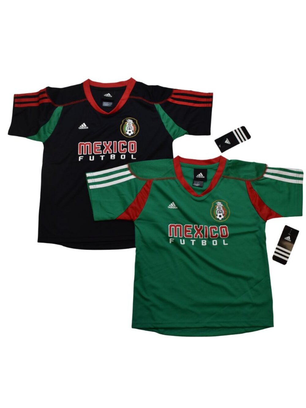 2 adidas Youth Boys Mexico Futbol Soccer Jerseys 1 Black Jersey 1 Green New Sz 7